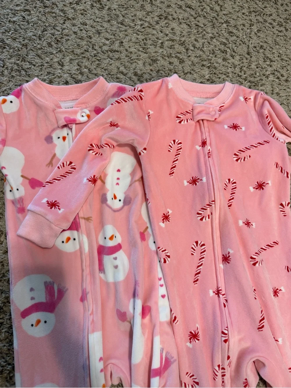 Carters Pink Holiday Kids One-Piece Footie Pajamas Bundle